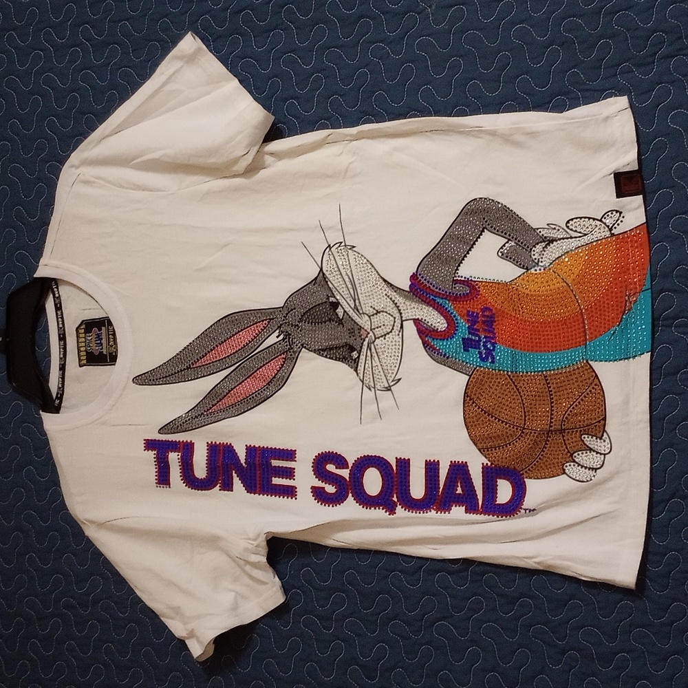 Bedazzled Kryptic Space Jam Bugs Bunny Basketball T-shirt Size M